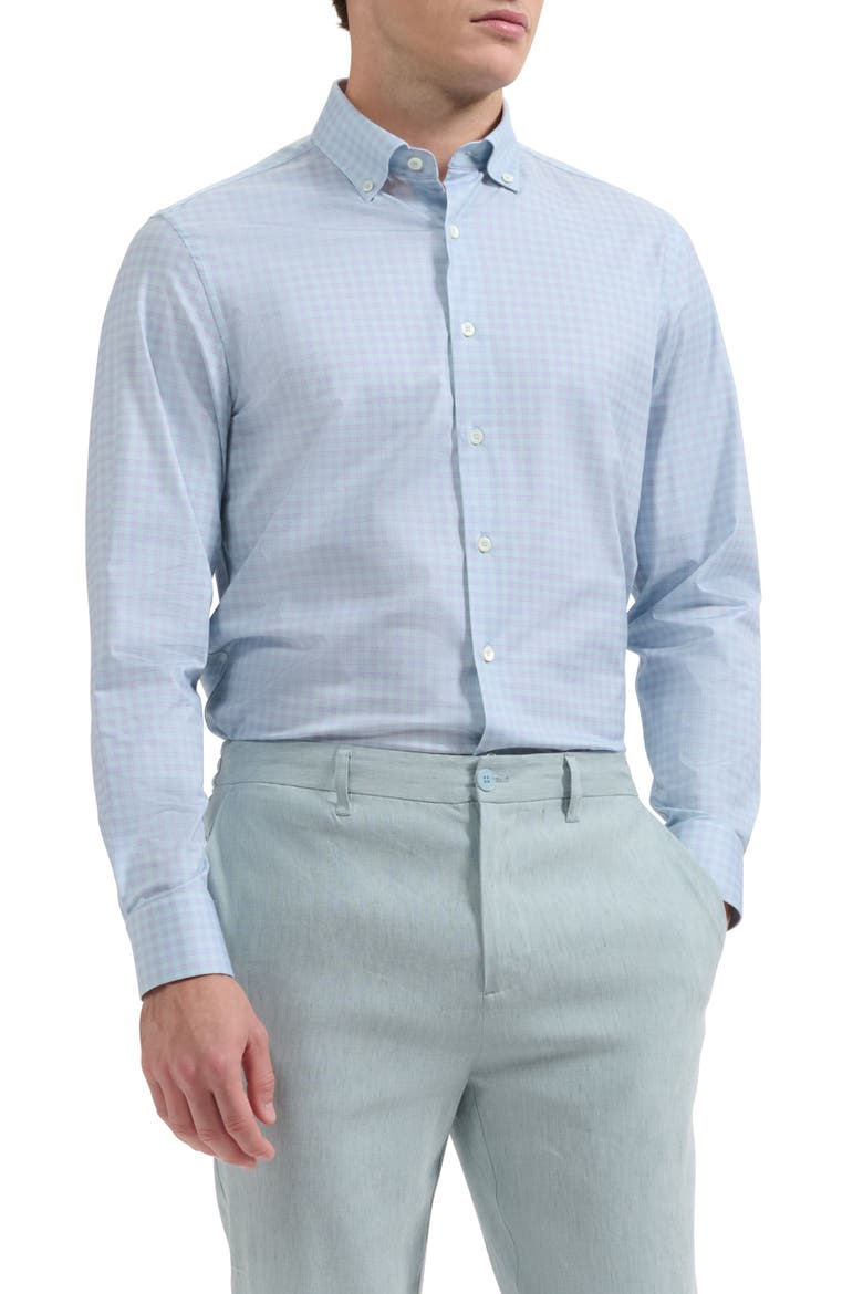 James OoohCotton® Graph Check Print Button-Up Shirt, Main, color, SEAFOAM