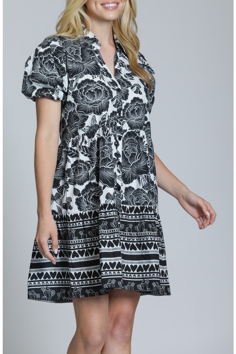 Flounce Floral Print Dress, Alternate, color, BLACK/ WHITE