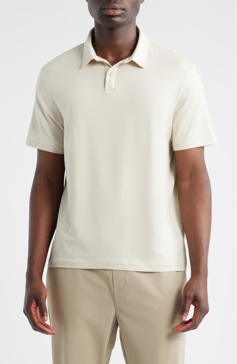 Zella Dynamic Stripe Polo, Main, color, Beige Birch Stripe