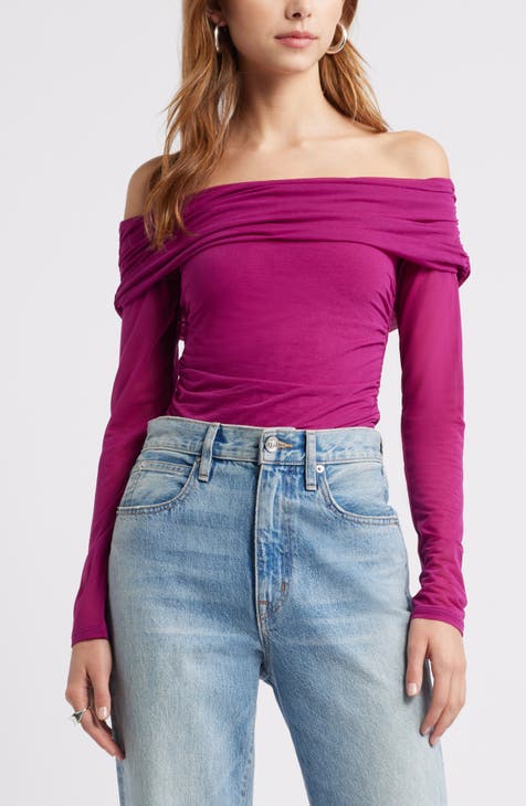 Purple one shoulder top hotsell