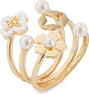 Tory Burch Forget Me Not Set of 3 Stacking Rings