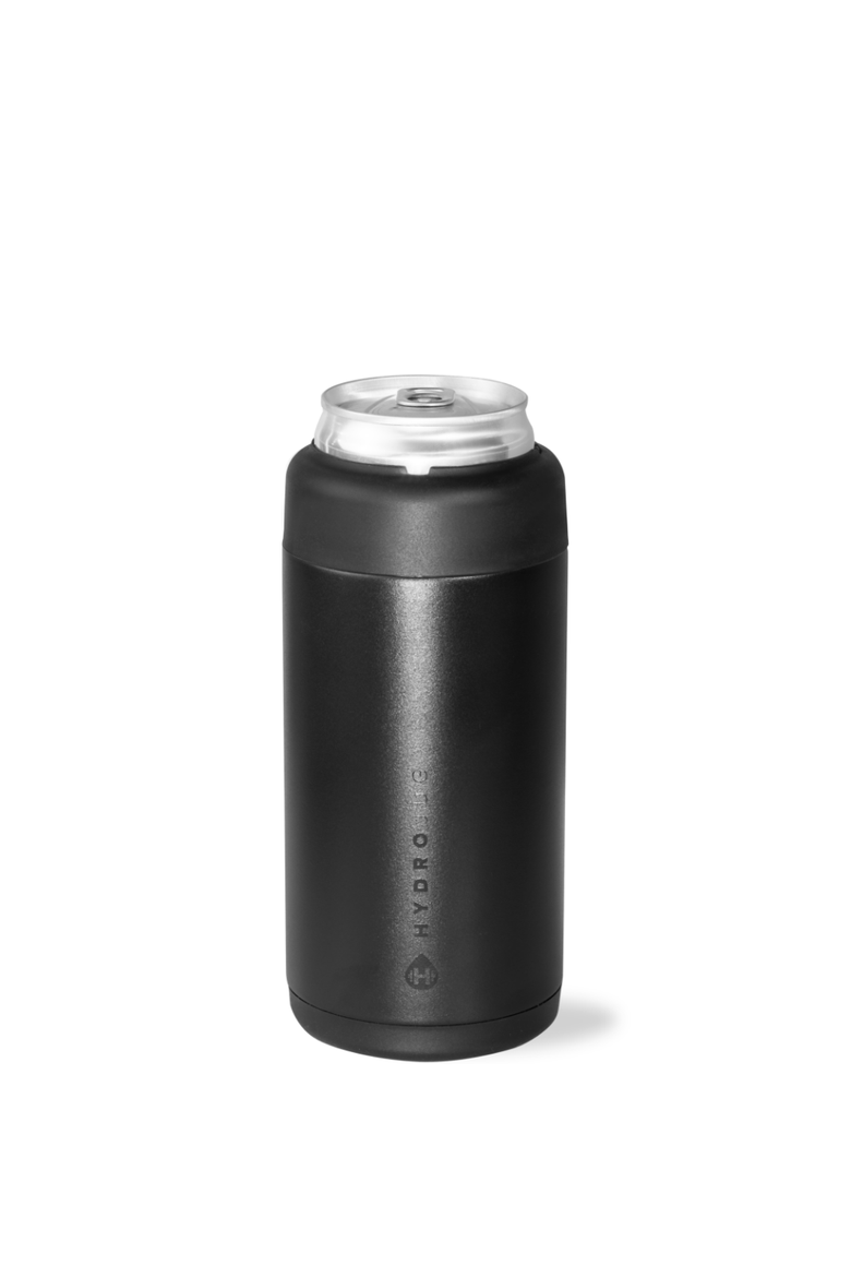 Slim Can Cooler 12oz, Insulated Stainless Steel Cup with Screw-Top Ring & Non-Slip Rubber Base, Main, color, Black