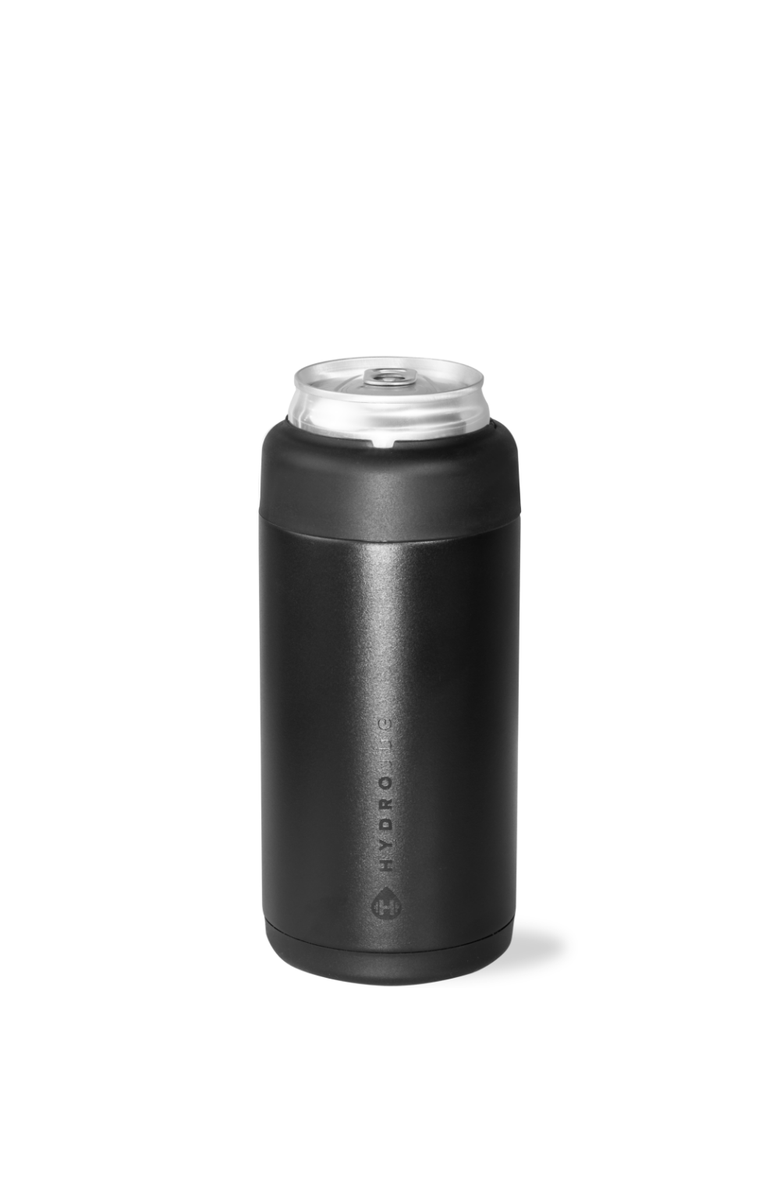 HydroJug Slim Can Cooler 12oz, Insulated Stainless Steel Cup with Screw-Top Ring & Non-Slip Rubber Base, Main, color, Black