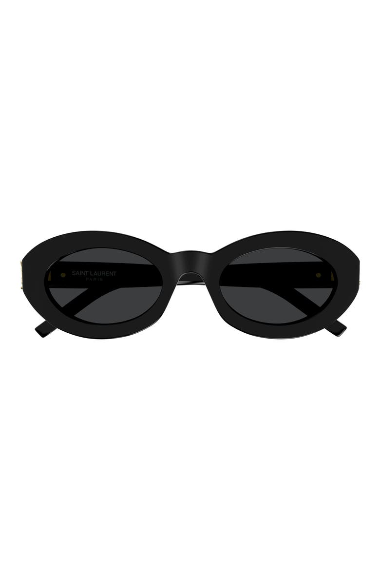 52mm Round Sunglasses, Main, color, BLACK
