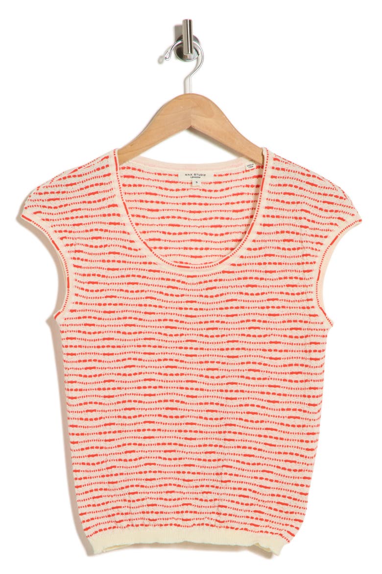 Cap Sleeve Crop Sweater, Alternate, color, IVORY/ PAPAYA