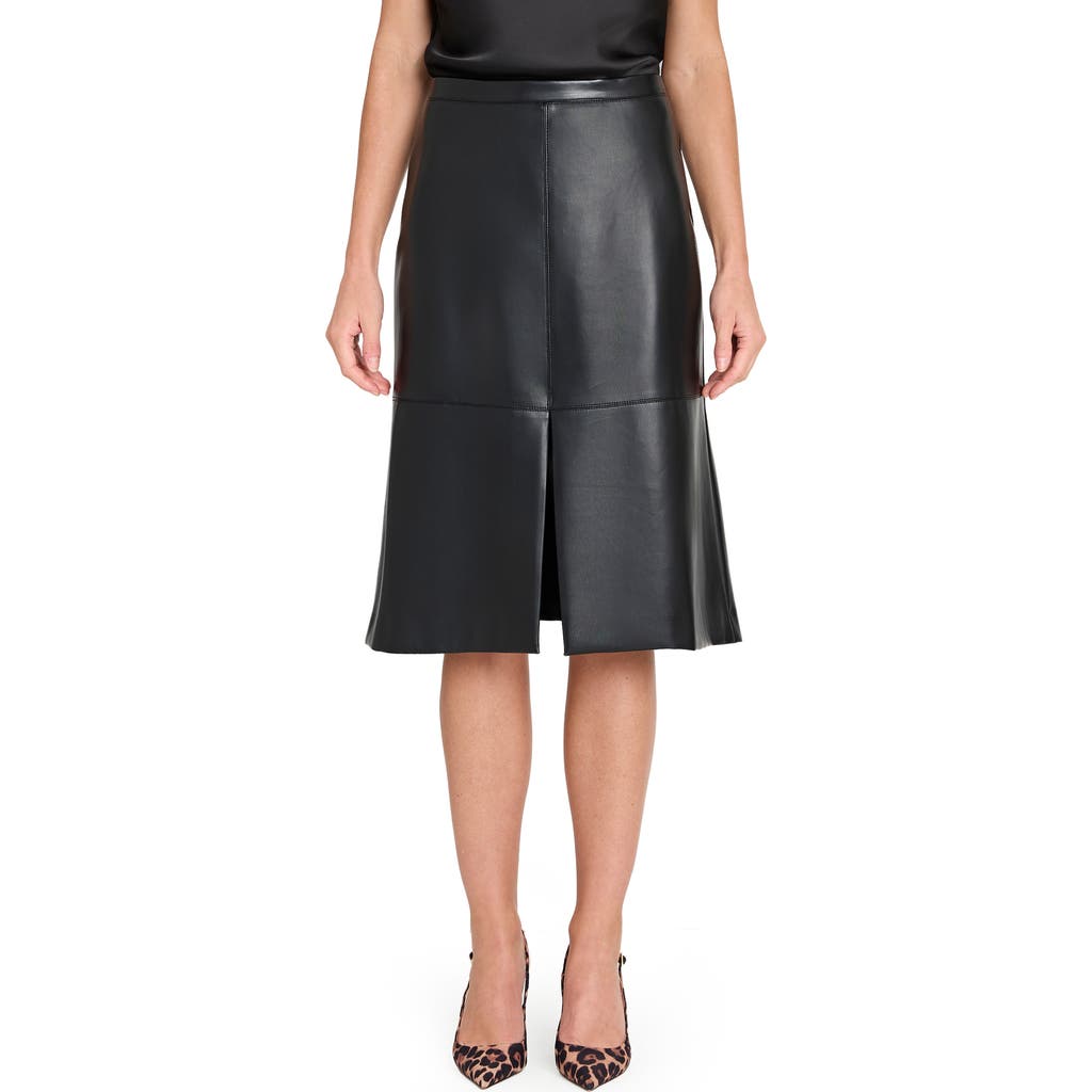 Tahari Asl Faux Leather A-line Skirt In Black
