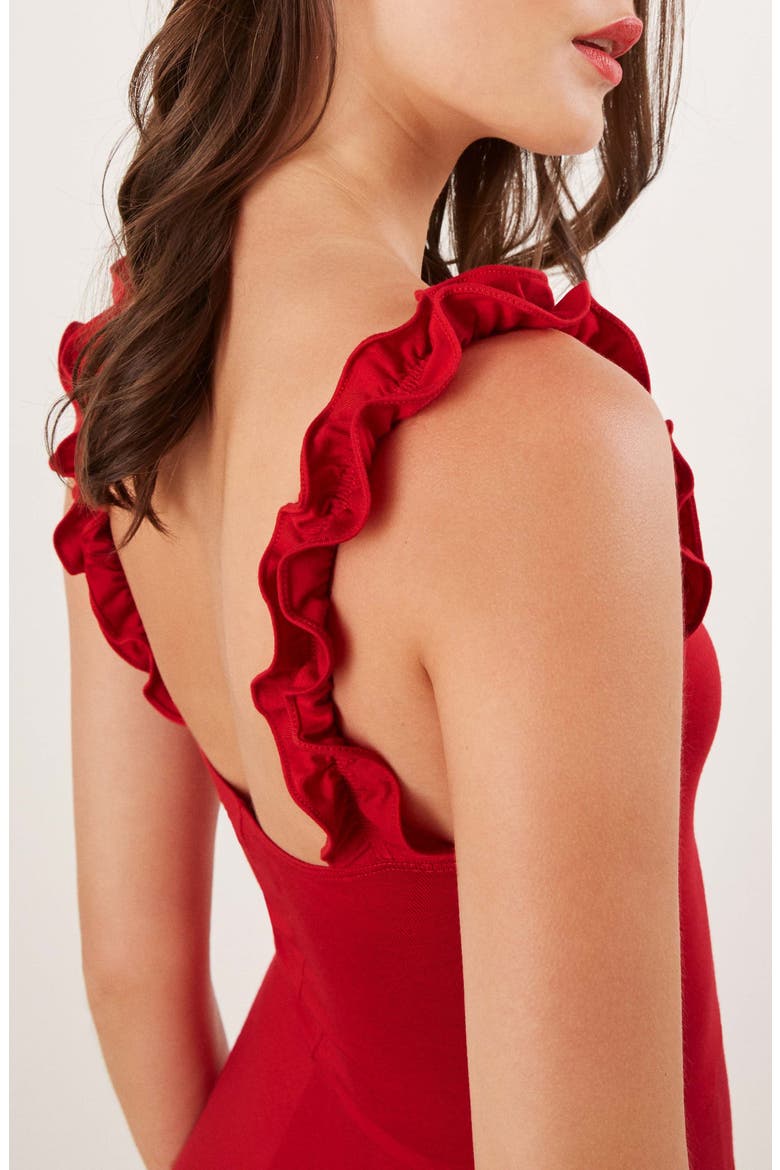 Eda Ruffle Strap Dress, Alternate, color, LIPSTICK