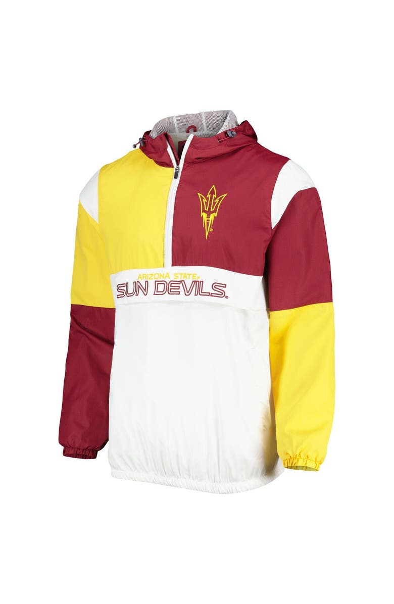 G-III SPORTS BY CARL BANKS Men's G-III Sports by Carl Banks White/Maroon Arizona State Sun Devils Fair Catch Half-Zip Anorak Jacket, Alternate, color, 