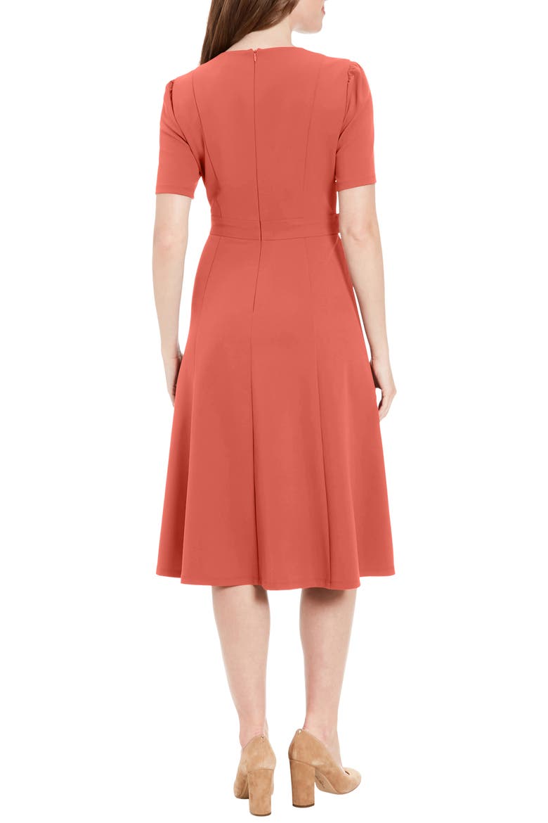 Short Sleeve Fit & Flare Midi Dress, Alternate, color, PERSIMMON