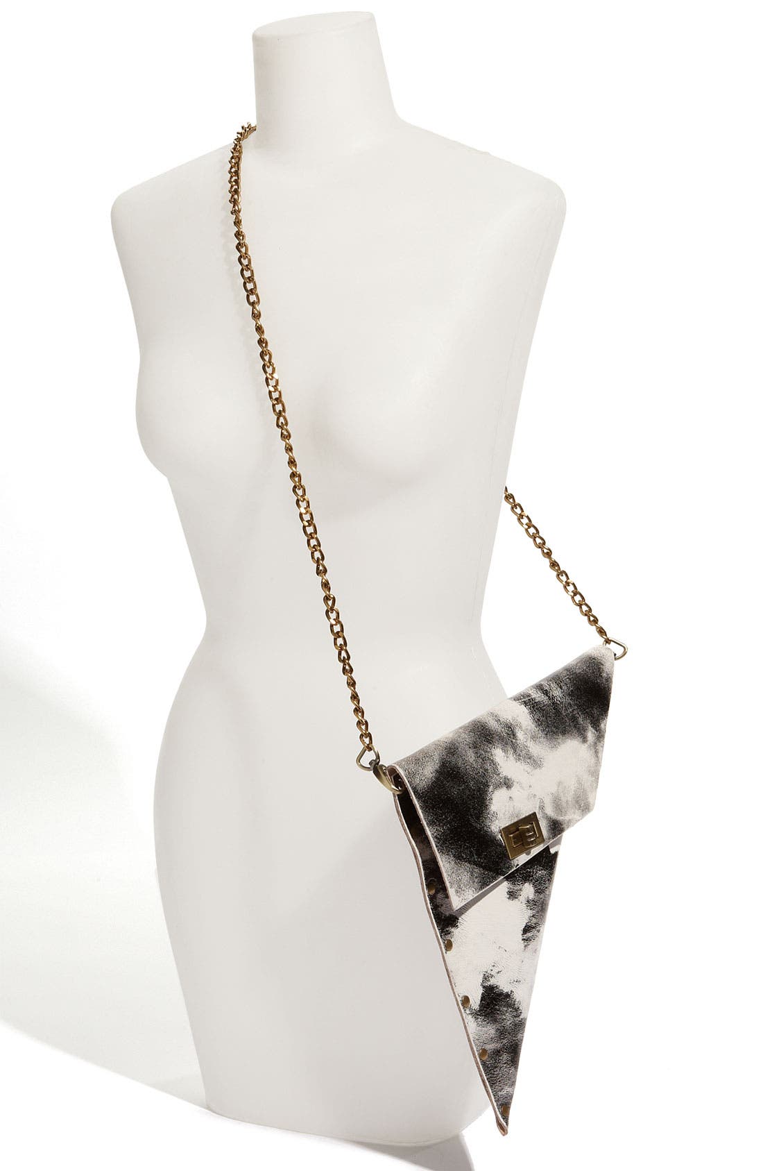 'Pyramid' Clutch, Alternate, color, BLACK/ WHITE