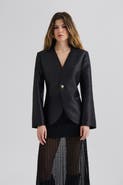 Malina Nori Fitted Heavy Satin Blazer