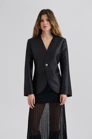 Malina Nori Fitted Heavy Satin Blazer