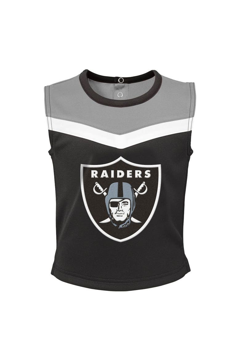 Girls Toddler Black Las Vegas Raiders Spirit Cheer Two-Piece Cheerleader Set with Bloomers, Alternate, color, Black