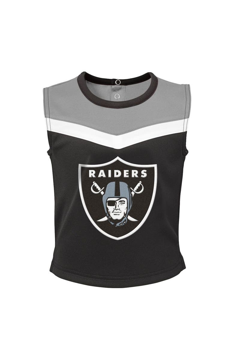 Outerstuff Girls Toddler Black Las Vegas Raiders Spirit Cheer Two-Piece Cheerleader Set with Bloomers, Alternate, color, Black