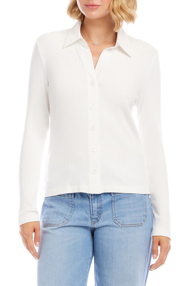 Button-Up Rib Top, Main, color, OFF WHITE