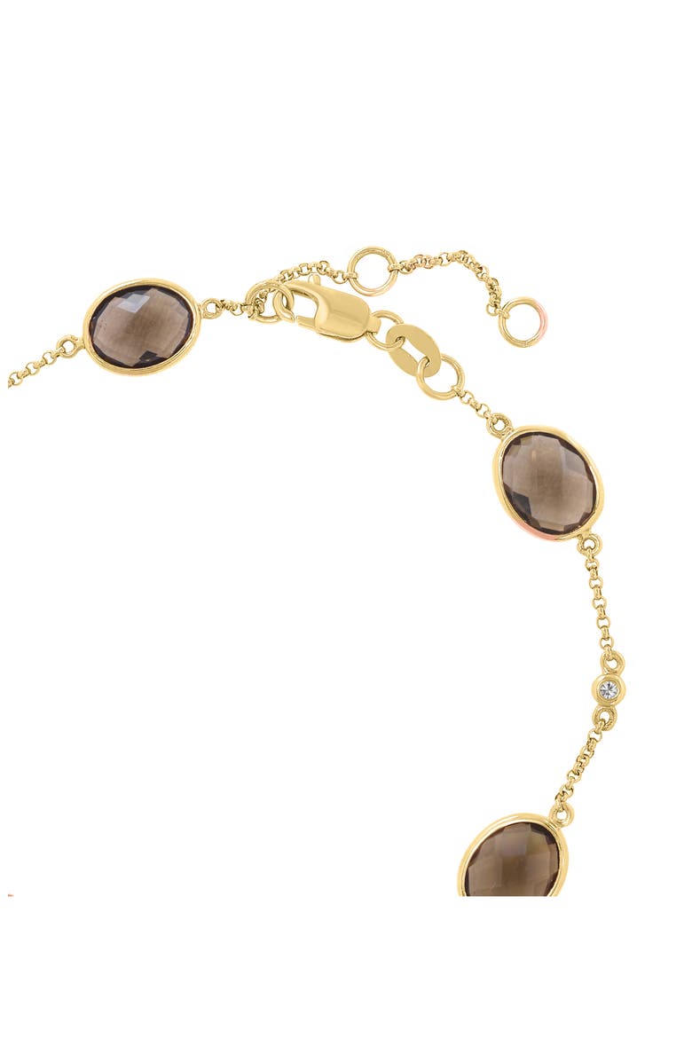 Smoky Quartz & Diamond Station Chain Bracelet, Alternate, color, BROWN