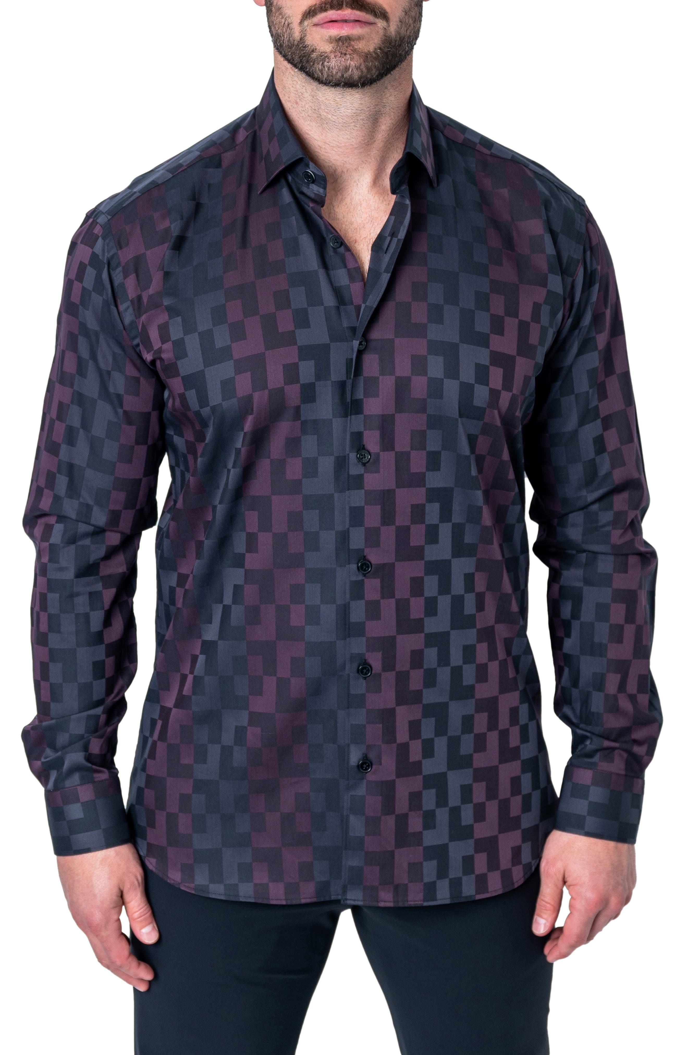 Maceoo Fibonacci Labyrinth Contemporary Fit Button-Up Shirt