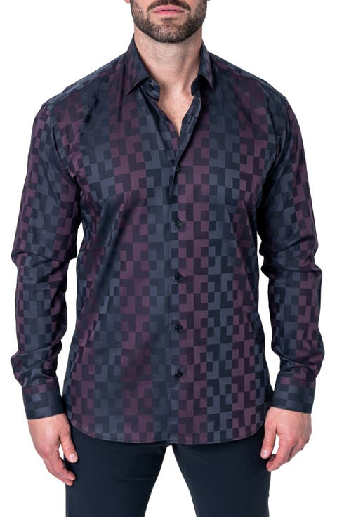 Fibonacci Labyrinth Contemporary Fit Button-Up Shirt