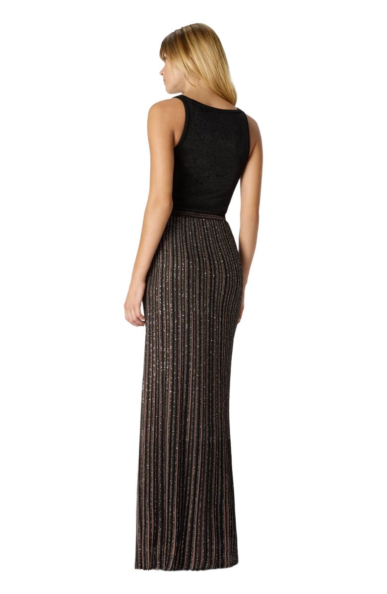 Missoni Long Skirt With Lamé Stripes, Alternate, color, Black 
Brown