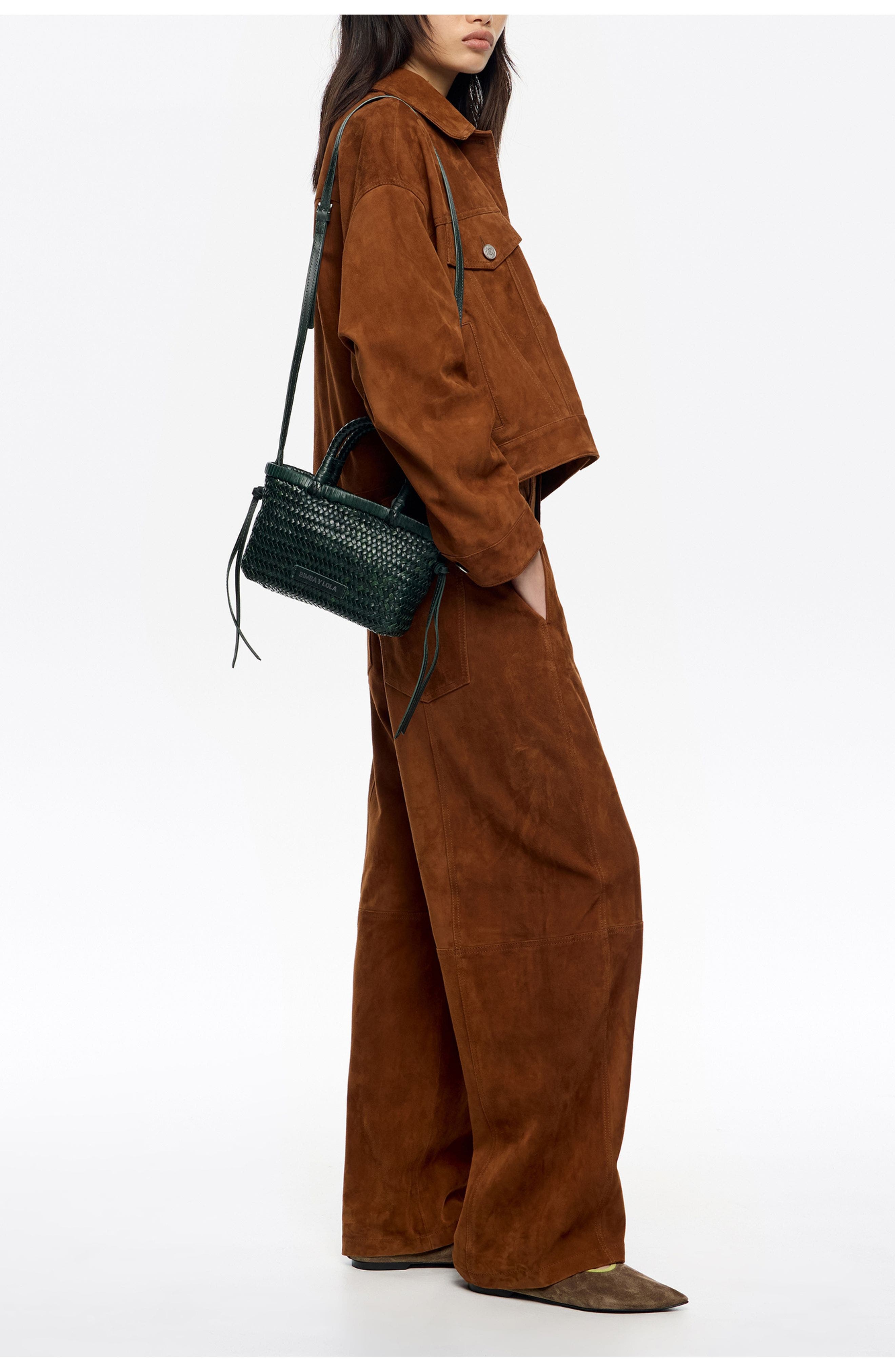 Bimba y Lola Leather Handbag, Alternate, color, Dark Green