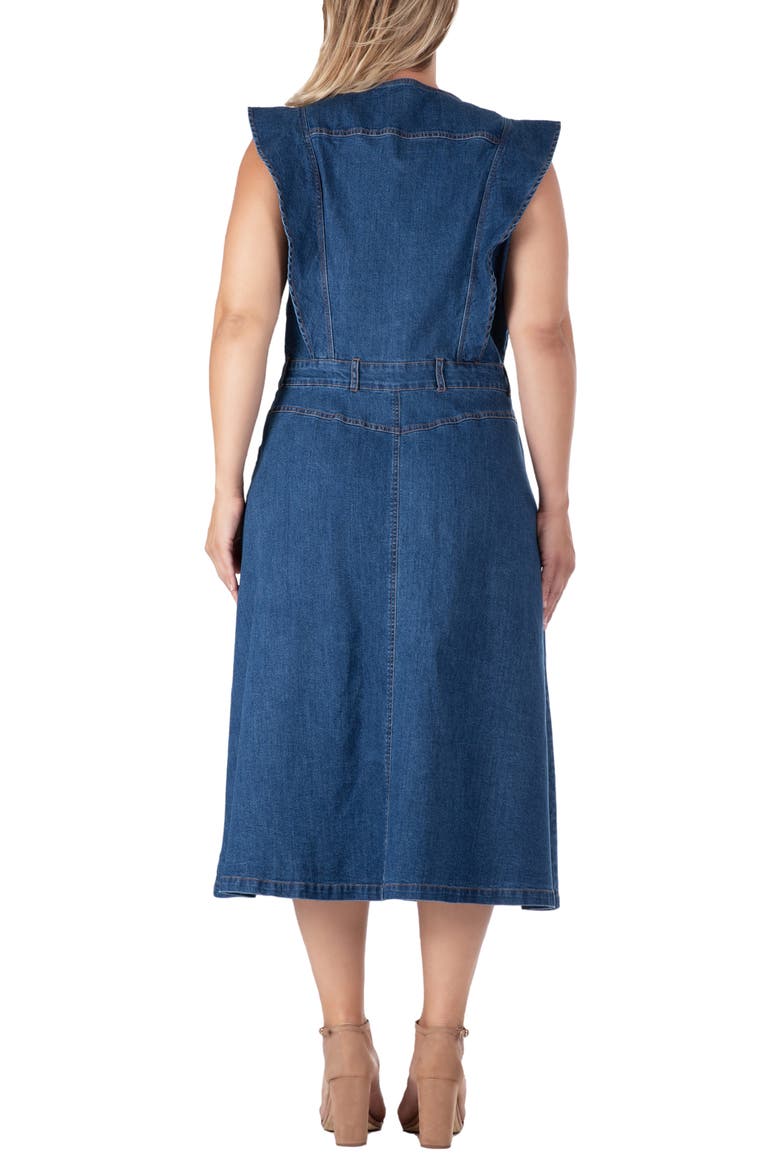 Ruffle Sleeveless Denim Dress, Alternate, color, DARK BLUE