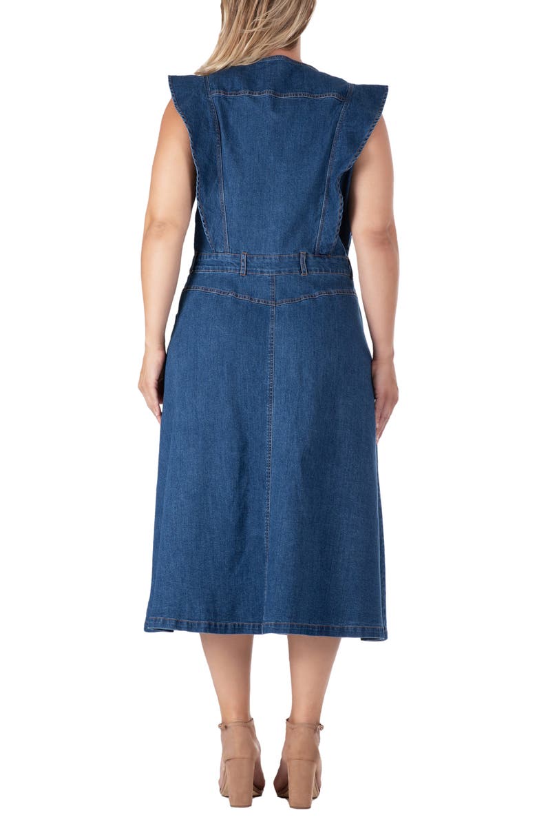 Standards & Practices Ruffle Sleeveless Denim Dress, Alternate, color, Dark Blue