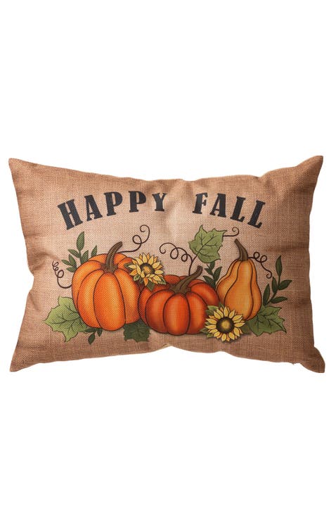 18"L Faux Burlap Fall Pumpkin Pillow