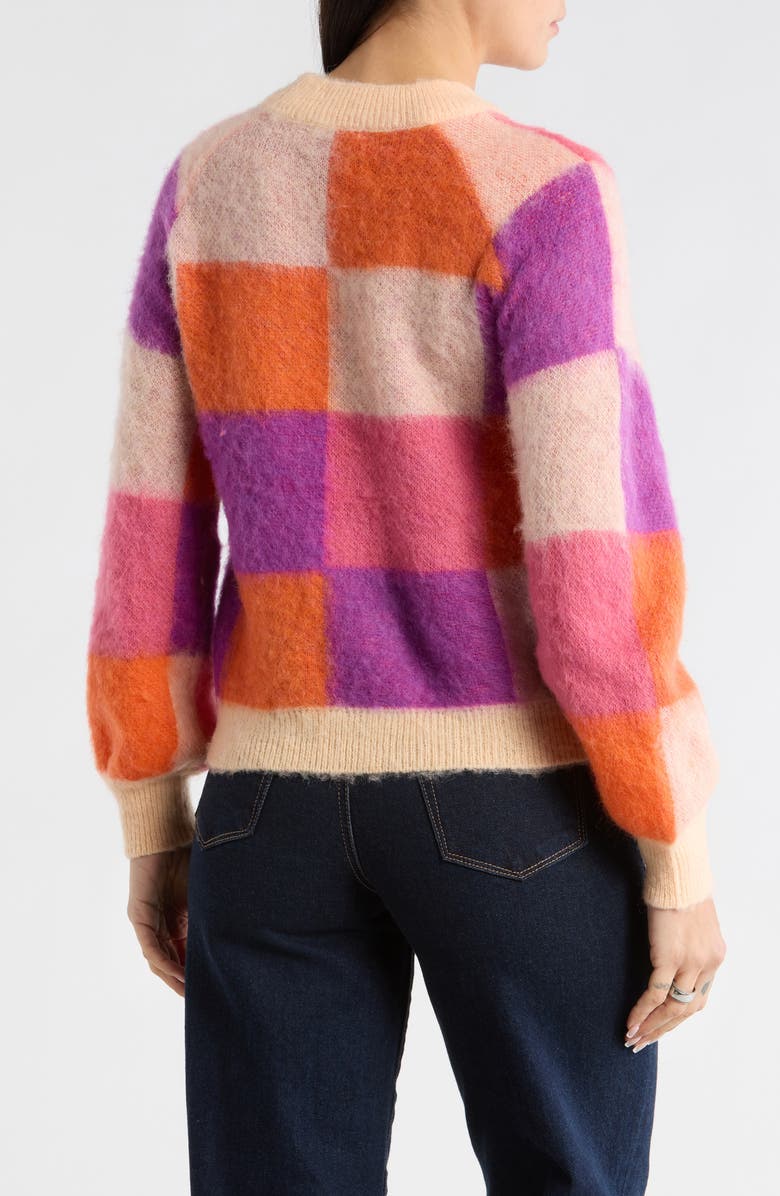 Desigual Check Raglan Sleeve Sweater, Alternate, color, Orange