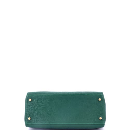 Pre-owned Hermes Hermes Kelly Handbag Green Clemence With Gold Hardware 28 In Green