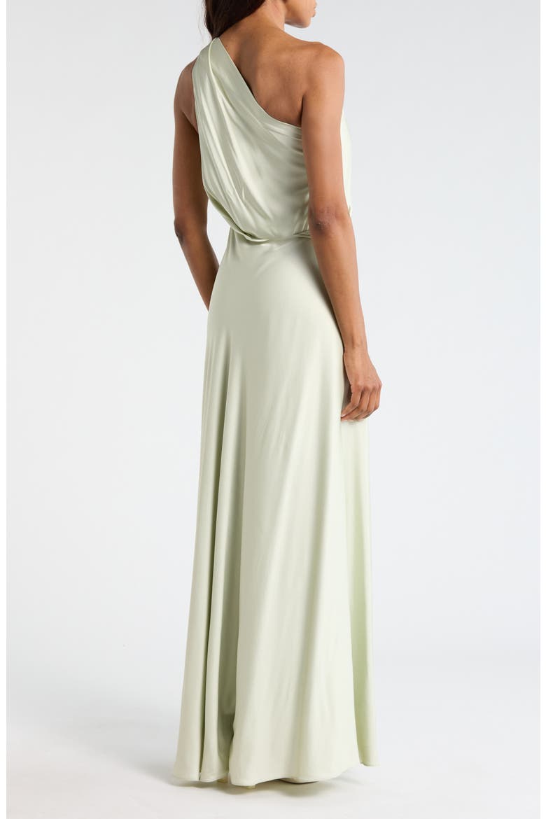 Aster One-Shoulder Gown, Alternate, color, SPEARMINT