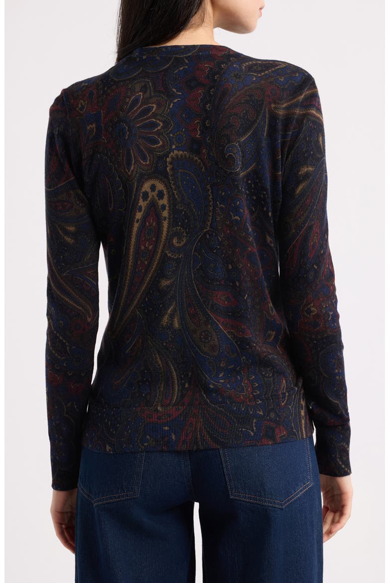 Paisley Cotton & Modal Blend Sweater, Alternate, color, NAVY BLUE/ MULTI