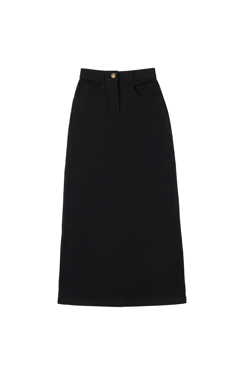 Ulla Maxi Maxi Fly Front Straight Pocket Skirt, Main, color, Black