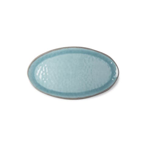 Veranda Aqua Melamine Oval Platter Dishwasher Safe Serving Board