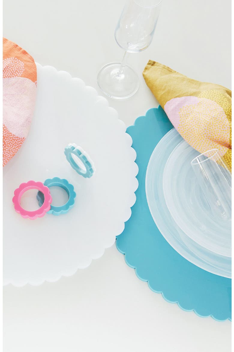 Scalloped Set of 2 Placemats, Alternate, color, TEAL