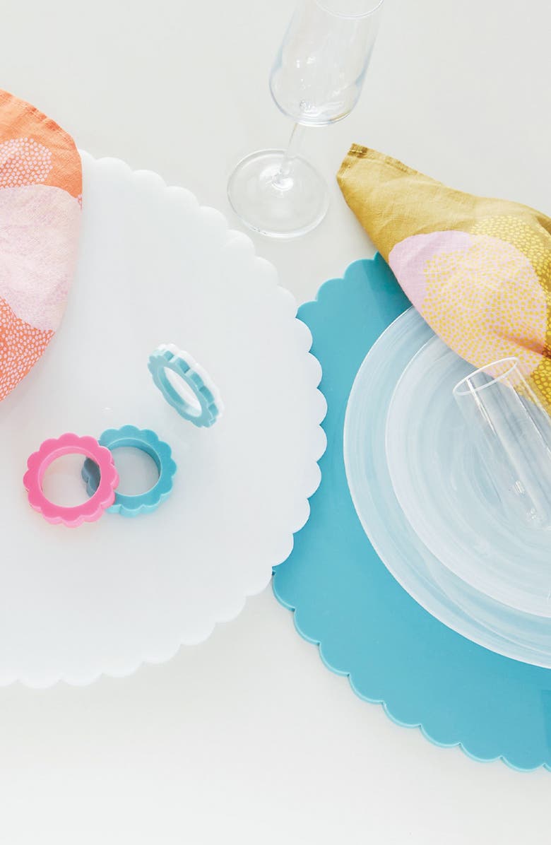 Mariposa Scalloped Set of 2 Placemats, Alternate, color, Teal