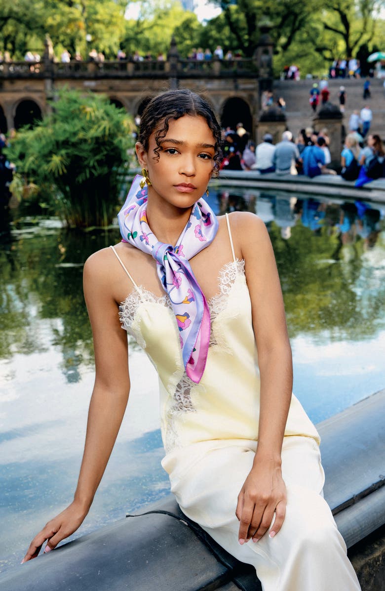 Jessie Zhao New York Blush Botanica Double Sided Silk Scarf, Alternate, color, Pink