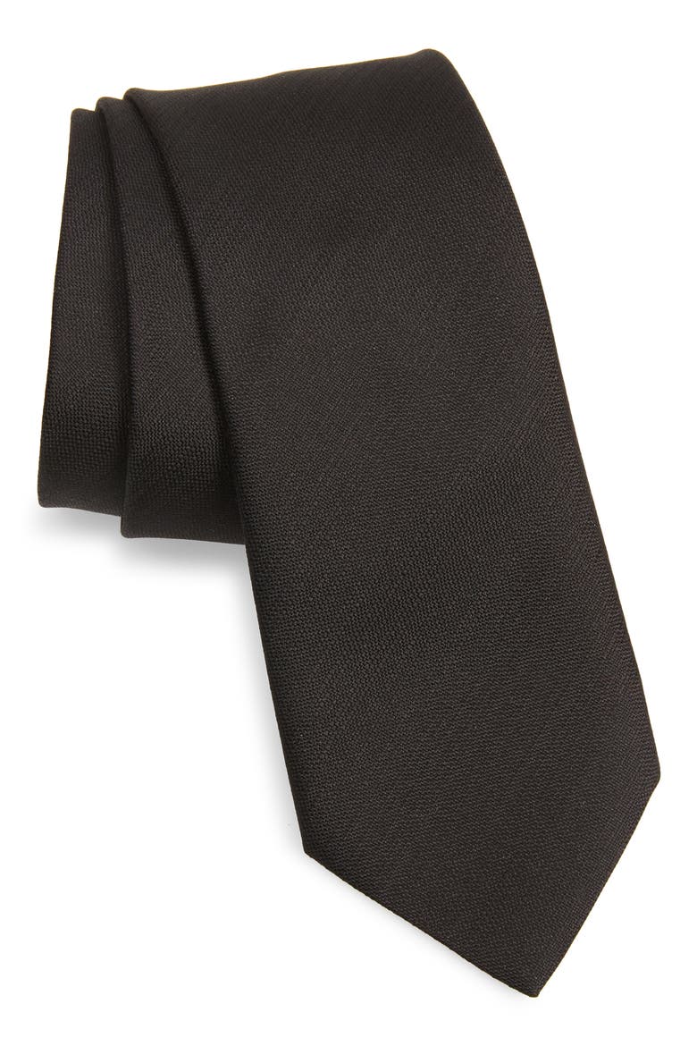 Solid Silk Tie, Main, color, BROWN