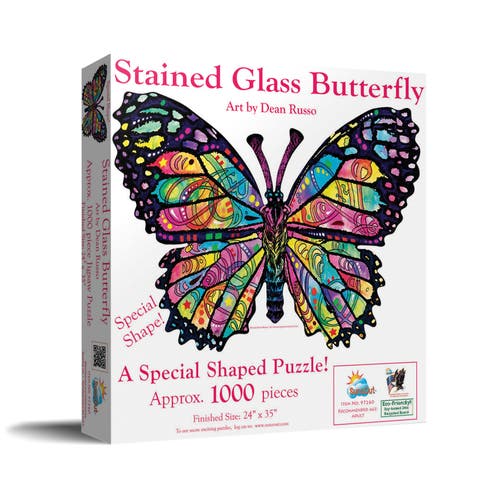 Stained Glass Butterfly 1000 Piece Jigsaw Puzzle For Adults Special Shape