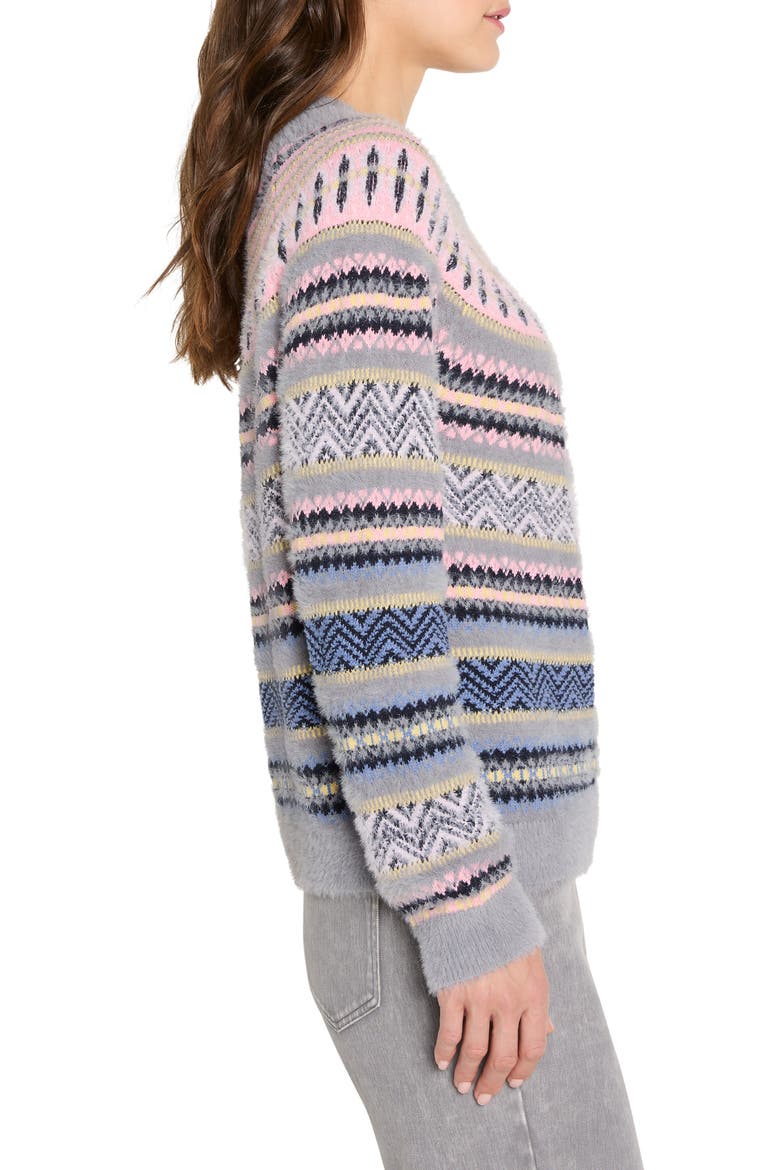 Cozy Fair Isle Sweater, Alternate, color, GREY MULTI