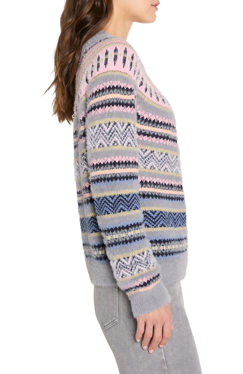 NIC+ZOE Cozy Fair Isle Sweater, Alternate, color, Grey Multi