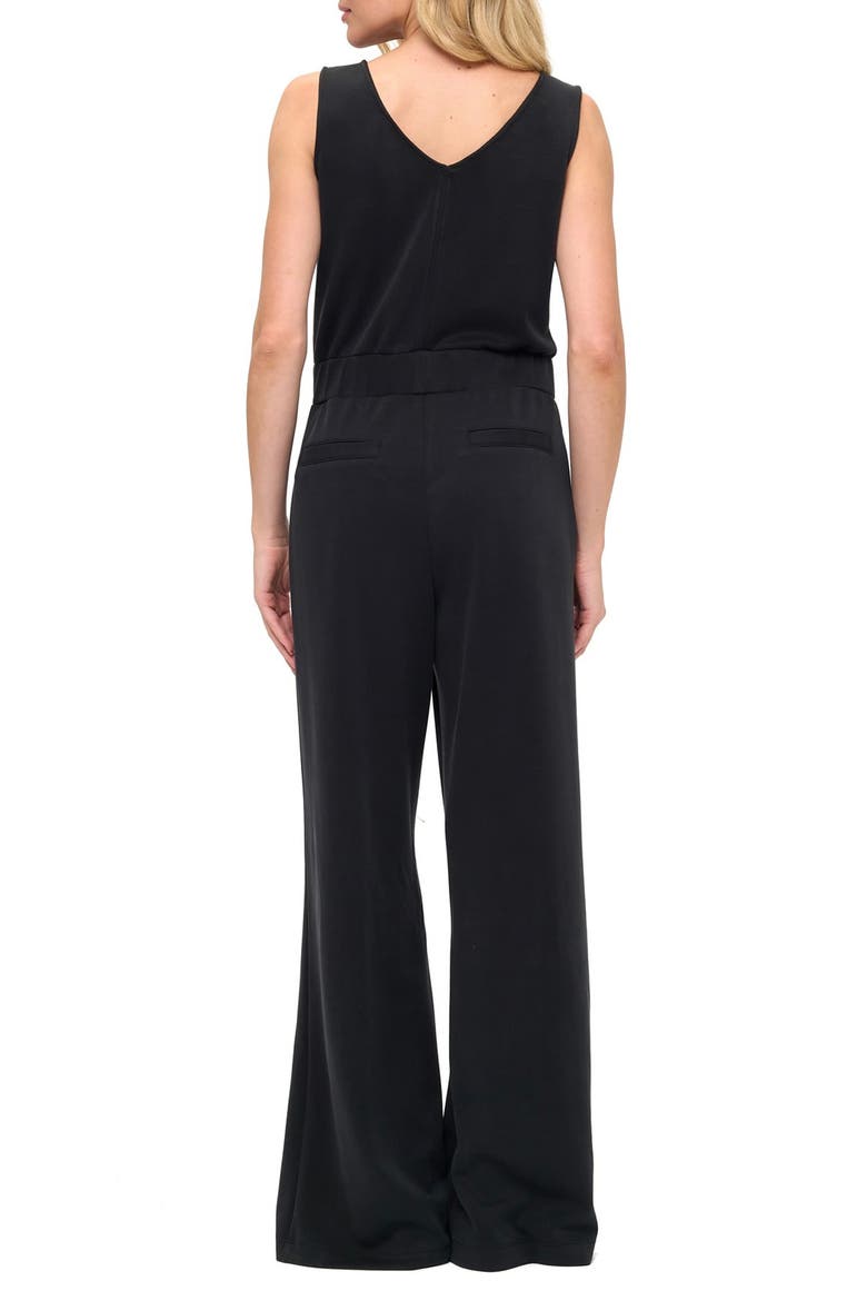 Sleeveless Scuba Knit Jumpsuit, Alternate, color, BLACK