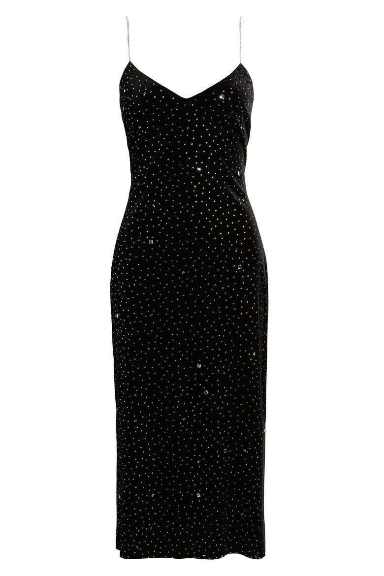 Velvet Rhinestone Embellished Midi Slipdress, Alternate, color, BLACK