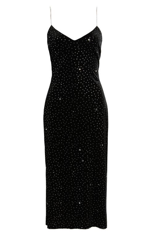 Sam Edelman Velvet Rhinestone Embellished Midi Slipdress In Black