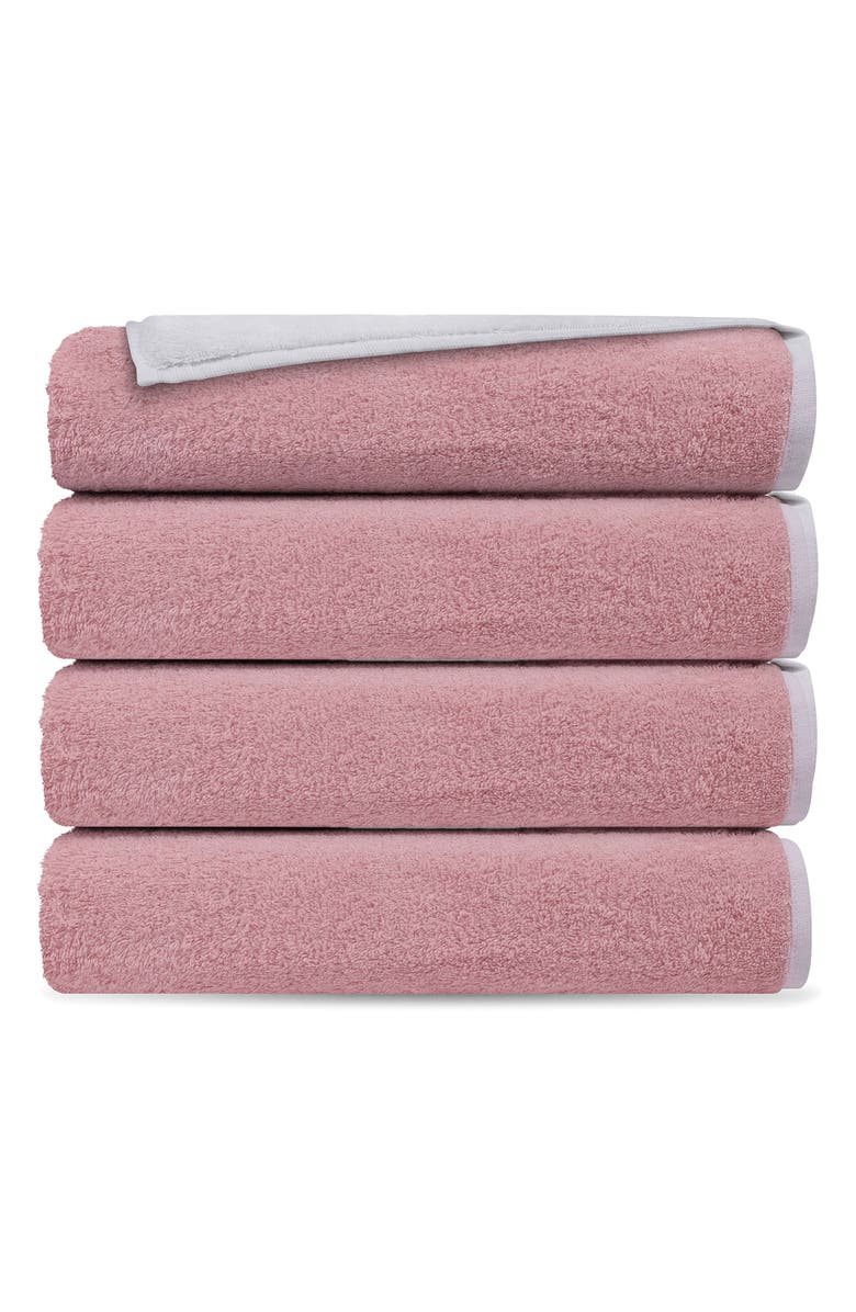 DePera Double Face 4-Piece Turkish Cotton Bath Towels, Main, color, White/ Blush