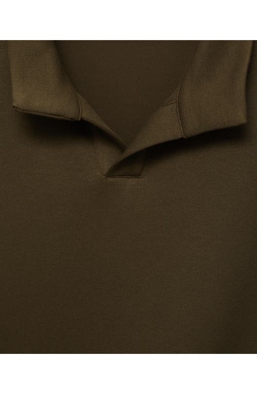 Mango Men's 100% Merino Wool Zipper Collar Sweater In Khaki Green