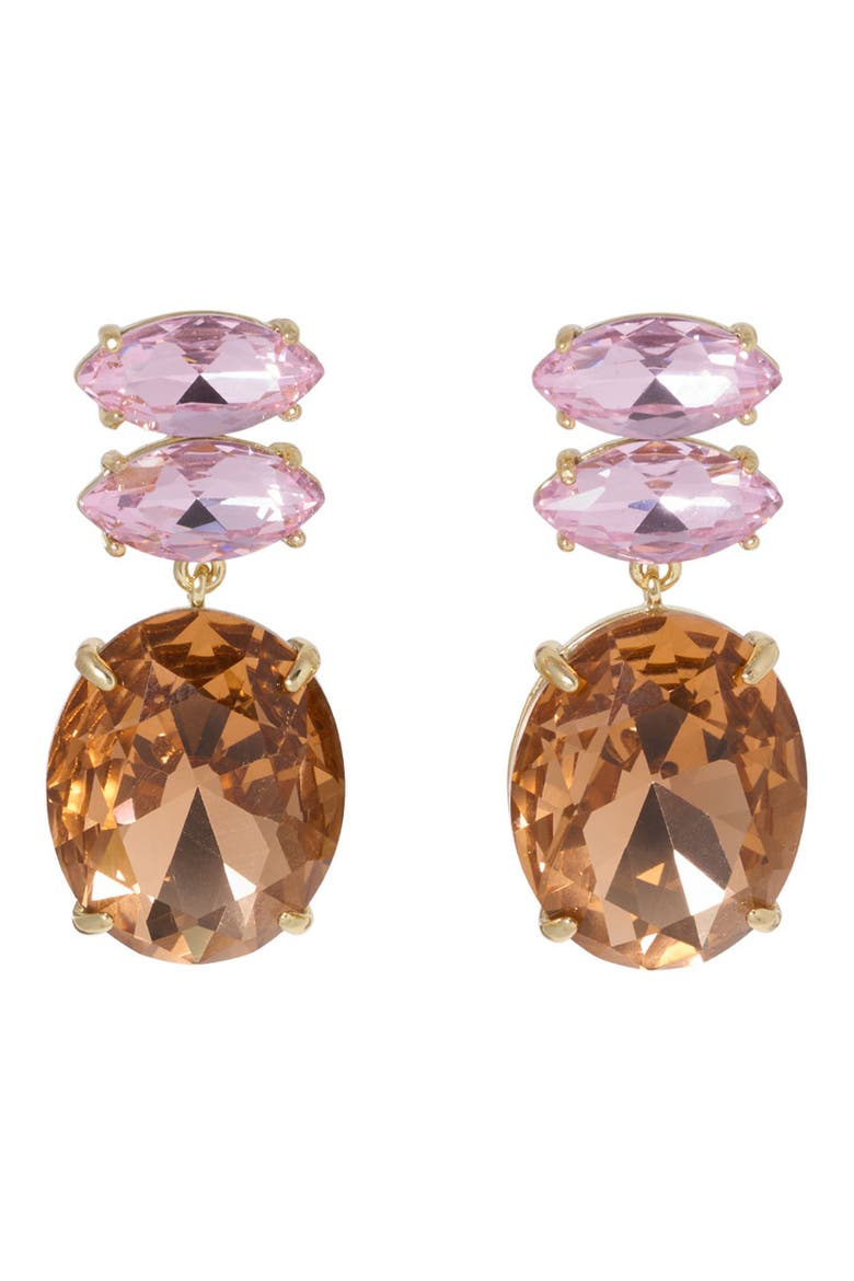 Le Petite Crystal Drop Earrings, Main, color, LIGHT ROSE/ LIGHT PEACH