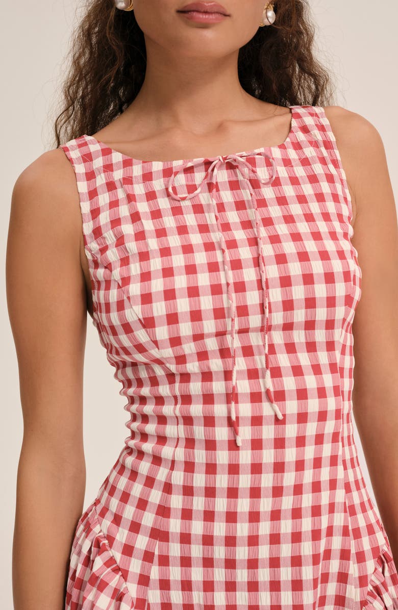 For Love & Lemons Scotch Bonnet Gingham Minidress, Alternate, color, Red
