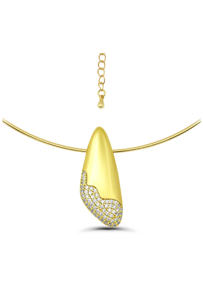 Cubic Zirconia Pavé Sculptural Collar Necklace, Main, color, GOLD