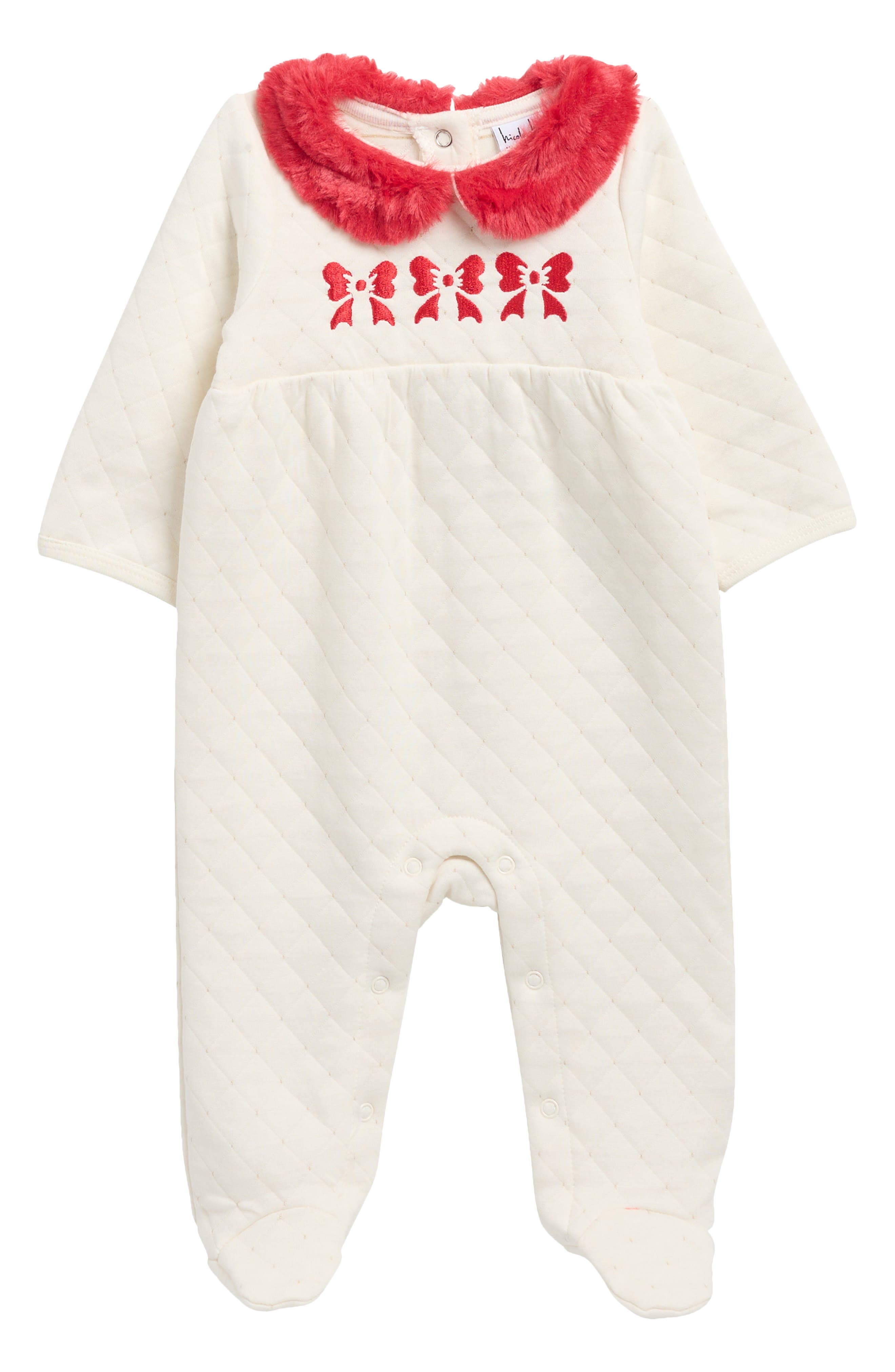 Nicole Miller Holiday Faux Fur Collar Quilted Footie