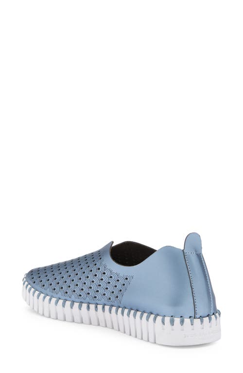 Ilse Jacobsen Tulip Perforated Slip On Sneaker In Metallic Blue